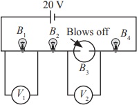 pfour identical bulbs are connected to a circuit as shown in the given ...